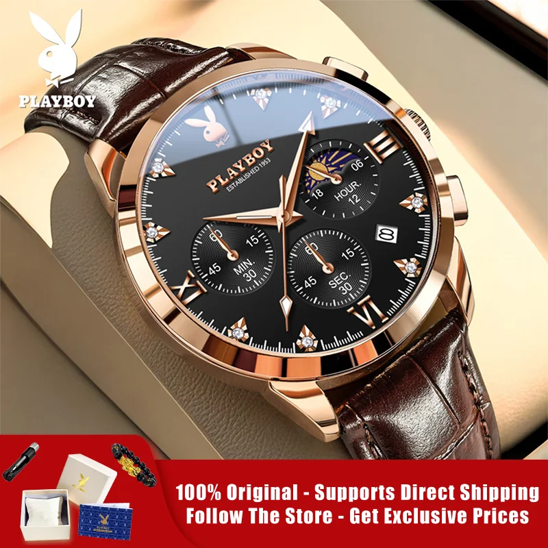 PLAYBOY 3035 Brand original authentic watches for man luxury Gift Box fashion Belt chronograph calendar quartz men's watch
PLAYBOY 3035 Brand original authentic watches for man luxury Gift Box fashion Belt chronograph calendar quartz men's watch