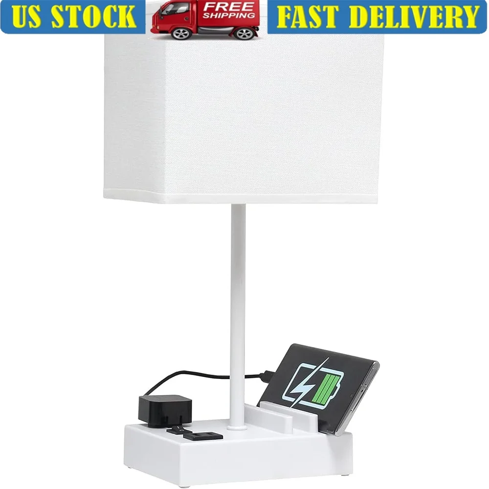Современная прямоугольная настольная лампа с USB-портами, розетка для зарядки, льняной абажур, идеальное небольшое пространство, тумбочка для домашнего офиса 
Современная прямоугольная настольная лампа с USB-портами, розетка для зарядки, льняной абажур, идеальное небольшое пространство, тумбочка для домашнего офиса