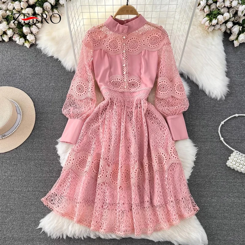 high-end Women Stand Neck Embroidery Hollow Out Lace Dress Elegant Runway white Long Lantern Sleeve Midi Dresses Party Vestidos
high-end Women Stand Neck Embroidery Hollow Out Lace Dress Elegant Runway white Long Lantern Sleeve Midi Dresses Party Vestidos