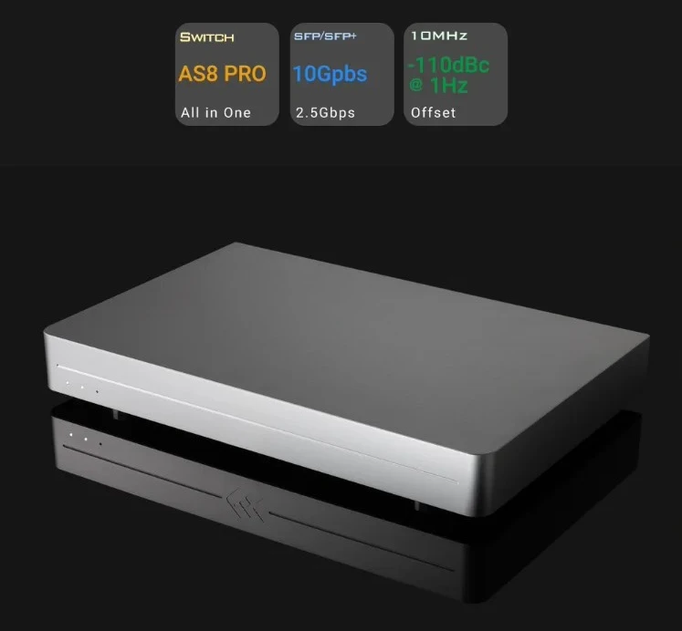 Flagship HiFi Switch AS8Pro, 2.5G/10G Optical Isolation Built-in OCXO Clock
Flagship HiFi Switch AS8Pro, 2.5G/10G Optical Isolation Built-in OCXO Clock