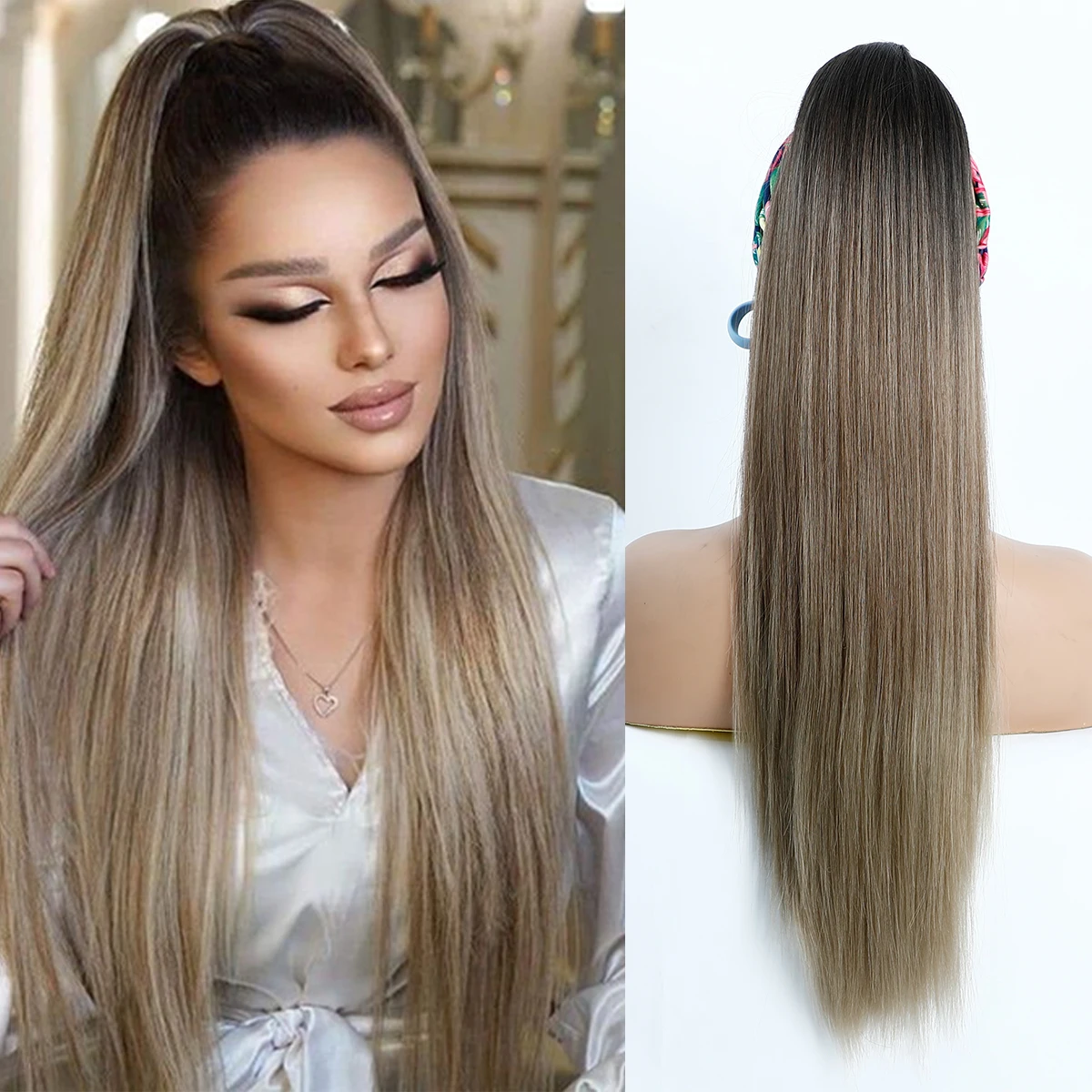 28inch Long Straight Clip-in Ponytail Extensions Synthetic Drawstring Pony Tail Hairpieces Ponytails Extension for Women
28inch Long Straight Clip-in Ponytail Extensions Synthetic Drawstring Pony Tail Hairpieces Ponytails Extension for Women