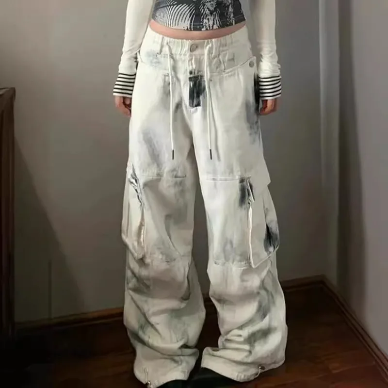 American Washed Multi Pocket Workwear Jeans for Women's Street Straight Leg Loose Wide Leg Floor Pants Female Clothing
American Washed Multi Pocket Workwear Jeans for Women's Street Straight Leg Loose Wide Leg Floor Pants Female Clothing
