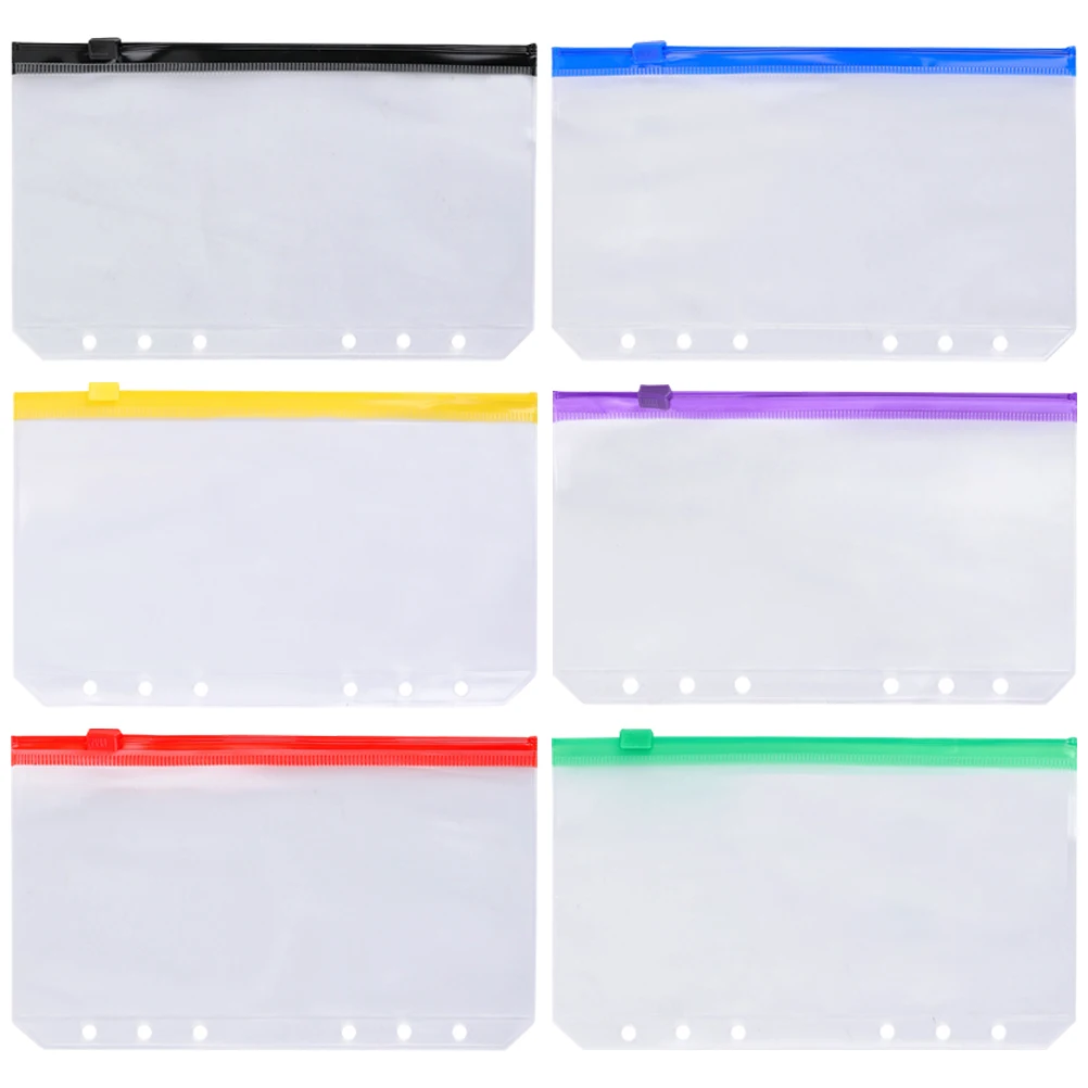 6pcs A6 PVC Colorful Zipper Bags 6 Holes Document Storage Supplies Folder Transparent File Bags Stationery
6pcs A6 PVC Colorful Zipper Bags 6 Holes Document Storage Supplies Folder Transparent File Bags Stationery