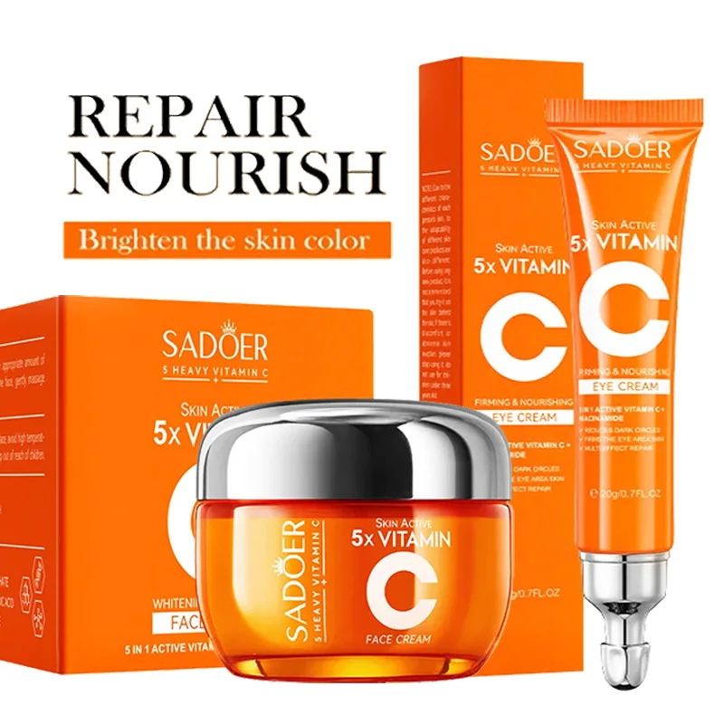 SADOER Наборы для ухода за кожей с витамином С, отбеливающий крем для лица, против морщин, увлажняющий крем против темных кругов, крем для глаз, набор для ухода за кожей
SADOER Наборы для ухода за кожей с витамином С, отбеливающий крем для лица, против морщин, увлажняющий крем против темных кругов, крем для глаз, набор для ухода за кожей