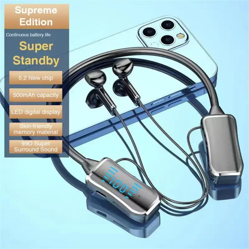 5.2 Earphones Long battery Life Wireless Headphones Neckband With Mic Sport Headset Noise Reduction for bluetooth headphone
5.2 Earphones Long battery Life Wireless Headphones Neckband With Mic Sport Headset Noise Reduction for bluetooth headphone