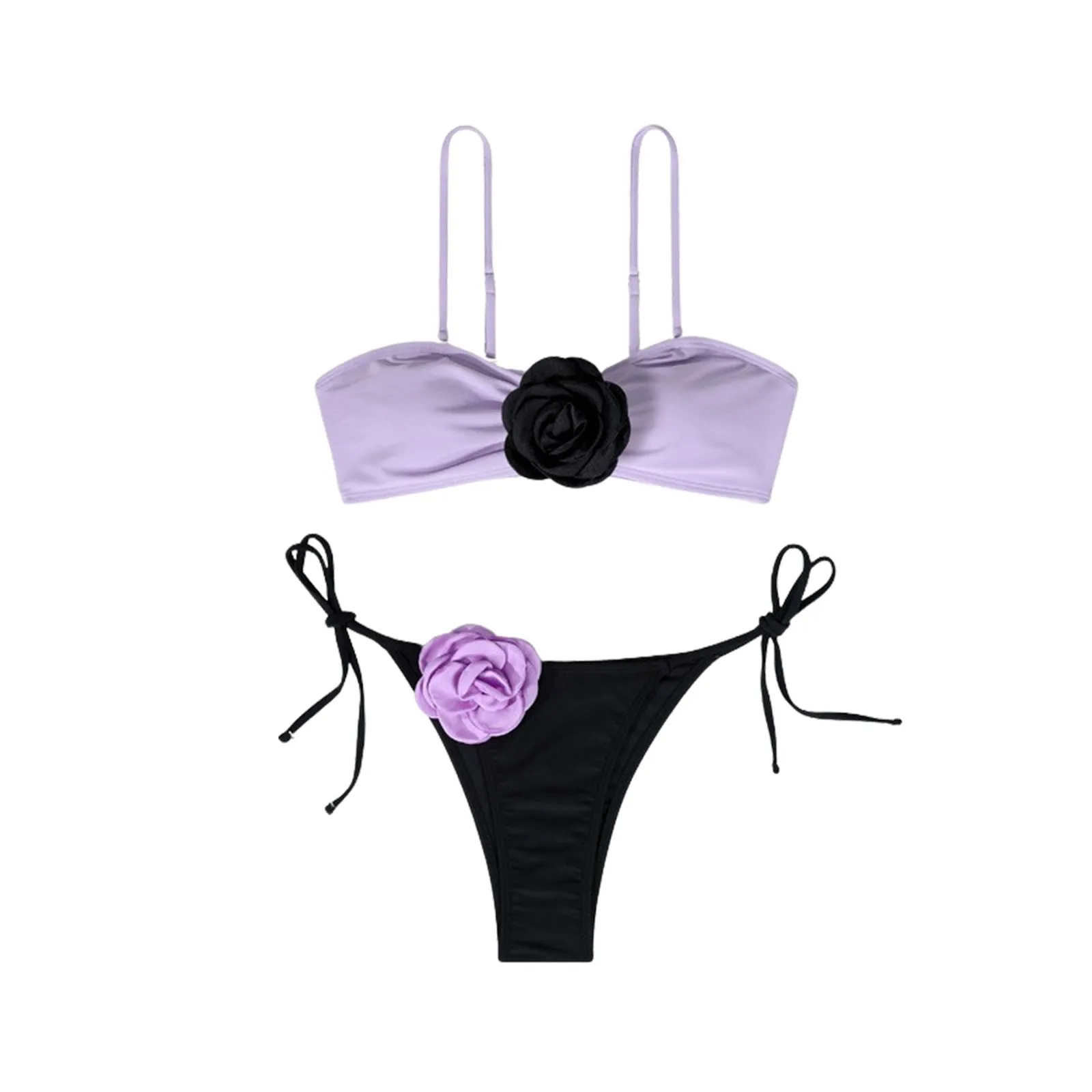 Ladies' Sexy Solid Color Swimwear Sense Bikini With Chest Pad No Steel Bra Suspand With Flower And Low Waist Thong Bikini Set
Ladies' Sexy Solid Color Swimwear Sense Bikini With Chest Pad No Steel Bra Suspand With Flower And Low Waist Thong Bikini Set