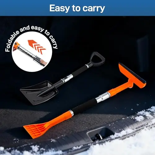 49.2 Inch 3-In-1 Foldable Snow Brush And Ice Scraper With Extendable Handle, Wide Shovel Head, 180° Rotating Brush, Foam Grip
49.2 Inch 3-In-1 Foldable Snow Brush And Ice Scraper With Extendable Handle, Wide Shovel Head, 180° Rotating Brush, Foam Grip