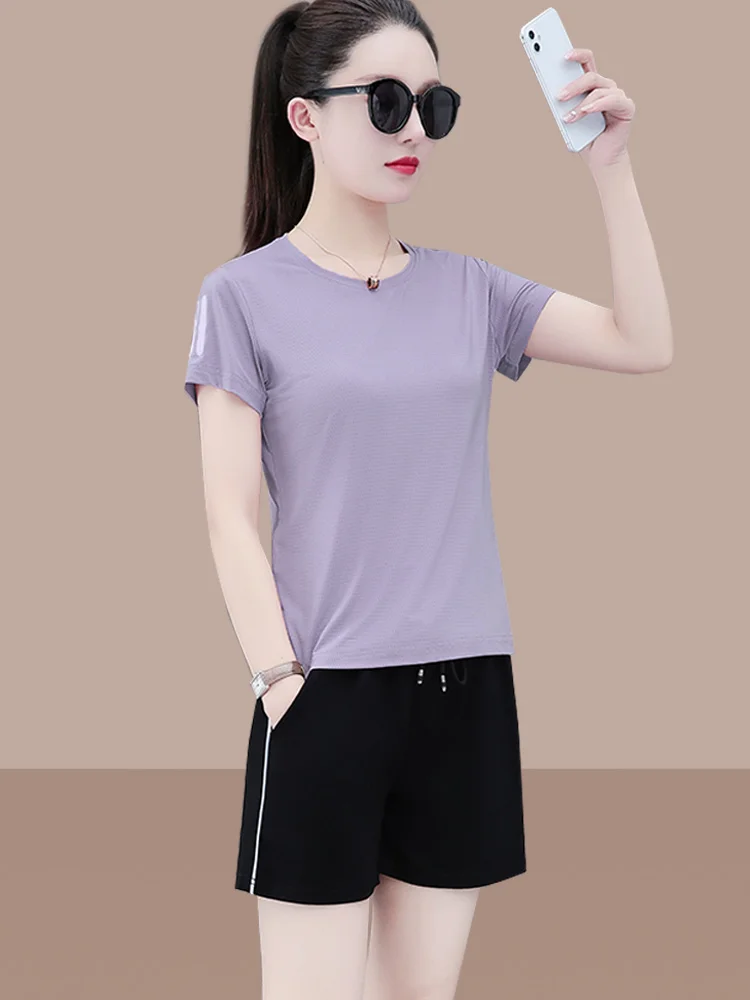 Женский спортивный комплект Qui Dry, летняя тонкая новая летняя одежда для бега, футболка ort Sve, комплект из двух предметов, повседневная спортивная одежда
Женский спортивный комплект Qui Dry, летняя тонкая новая летняя одежда для бега, футболка ort Sve, комплект из двух предметов, повседневная спортивная одежда