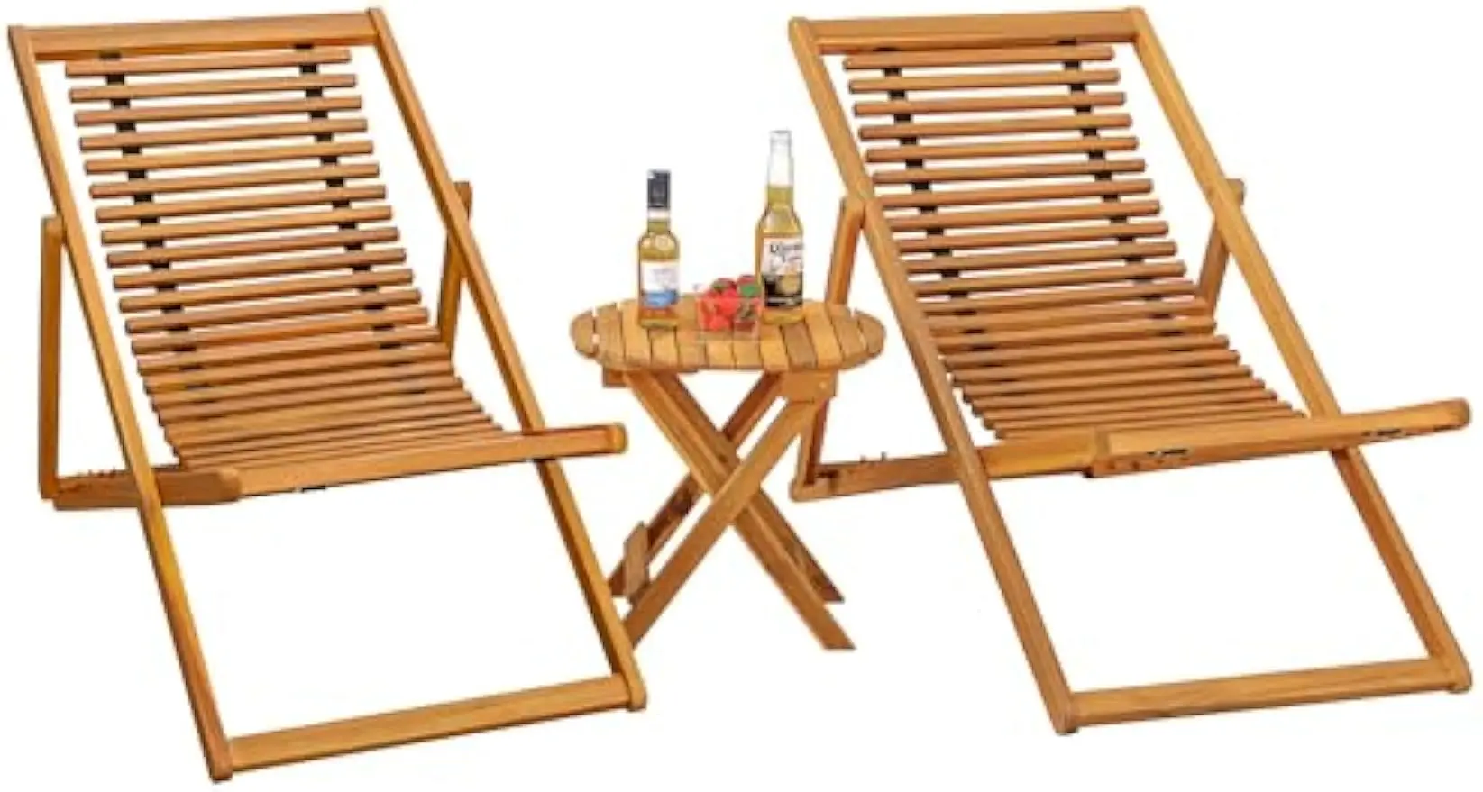 3-Piece Acacia Wood Patio Set, Chaise Lounge Chairs for 2 and Side Coffee Table, Adjustable and Foldable, for Pool, Beach
3-Piece Acacia Wood Patio Set, Chaise Lounge Chairs for 2 and Side Coffee Table, Adjustable and Foldable, for Pool, Beach