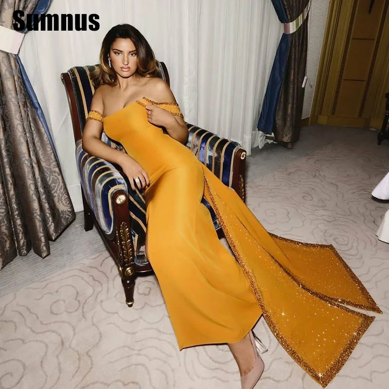 Sumnus Modern Mermaid Evening Dresses Off Shoulder Side Slit Floor Length Formal Occasion Gowns فساتين سهرة Customized
Sumnus Modern Mermaid Evening Dresses Off Shoulder Side Slit Floor Length Formal Occasion Gowns فساتين سهرة Customized