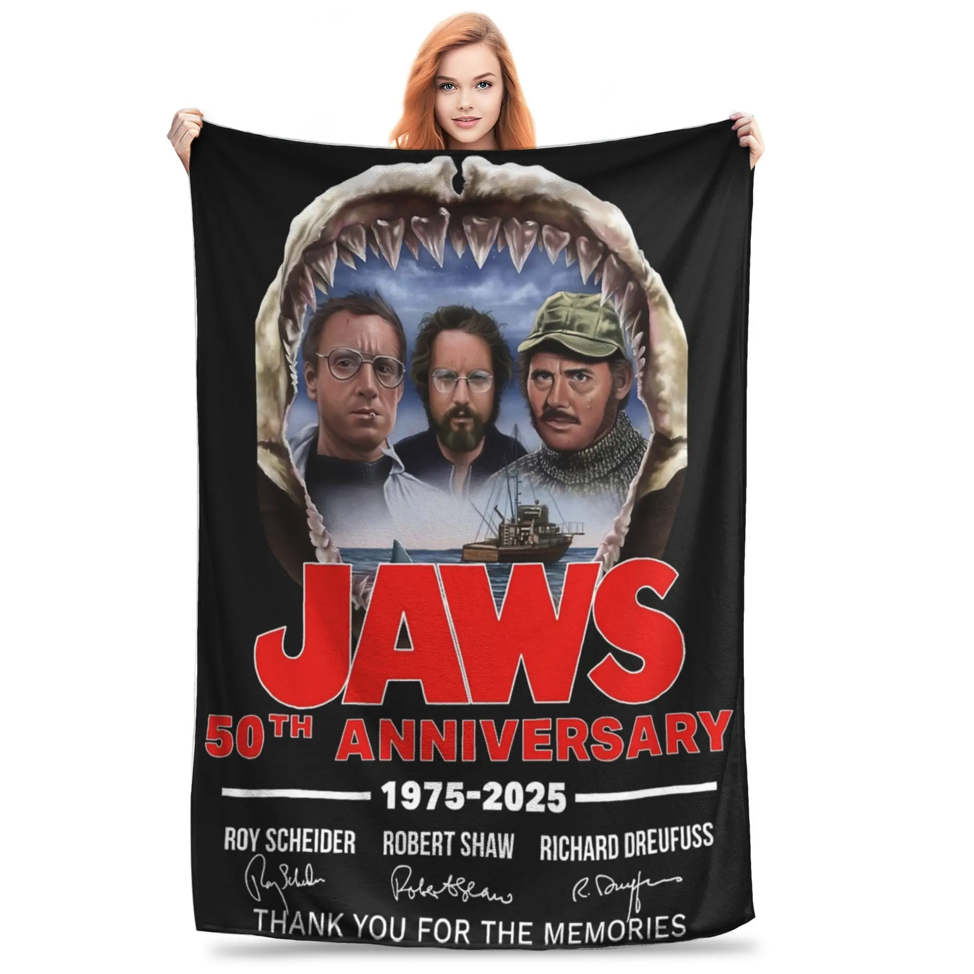 50th Anniversary Jaws 1975 Gift Blanket For Men Women Super Soft Warm Vintage Movie Throw Blankets for Couch Multiple Sizes
50th Anniversary Jaws 1975 Gift Blanket For Men Women Super Soft Warm Vintage Movie Throw Blankets for Couch Multiple Sizes