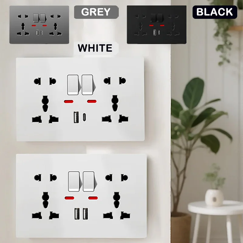 Универсальная настенная розетка с USB-зарядным устройством и выключателями USB-C, 2-мегапиксельная розетка со светодиодом, заподлицо, 110-250 В переменного тока
Универсальная настенная розетка с USB-зарядным устройством и выключателями USB-C, 2-мегапиксельная розетка со светодиодом, заподлицо, 110-250 В переменного тока