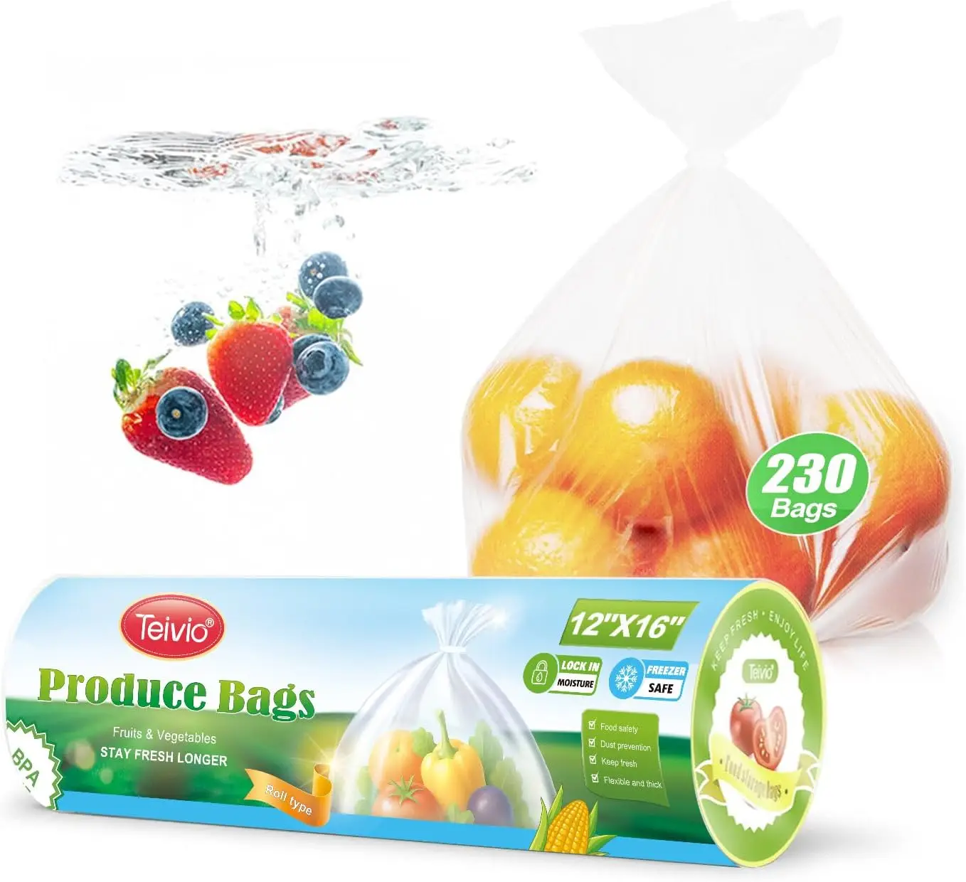 230 Count 12" x 16" Plastic Produce Bags on A Roll, Clear Kitchen Disposable Storage Bags for Vegetable Fruit Bread
230 Count 12" x 16" Plastic Produce Bags on A Roll, Clear Kitchen Disposable Storage Bags for Vegetable Fruit Bread
