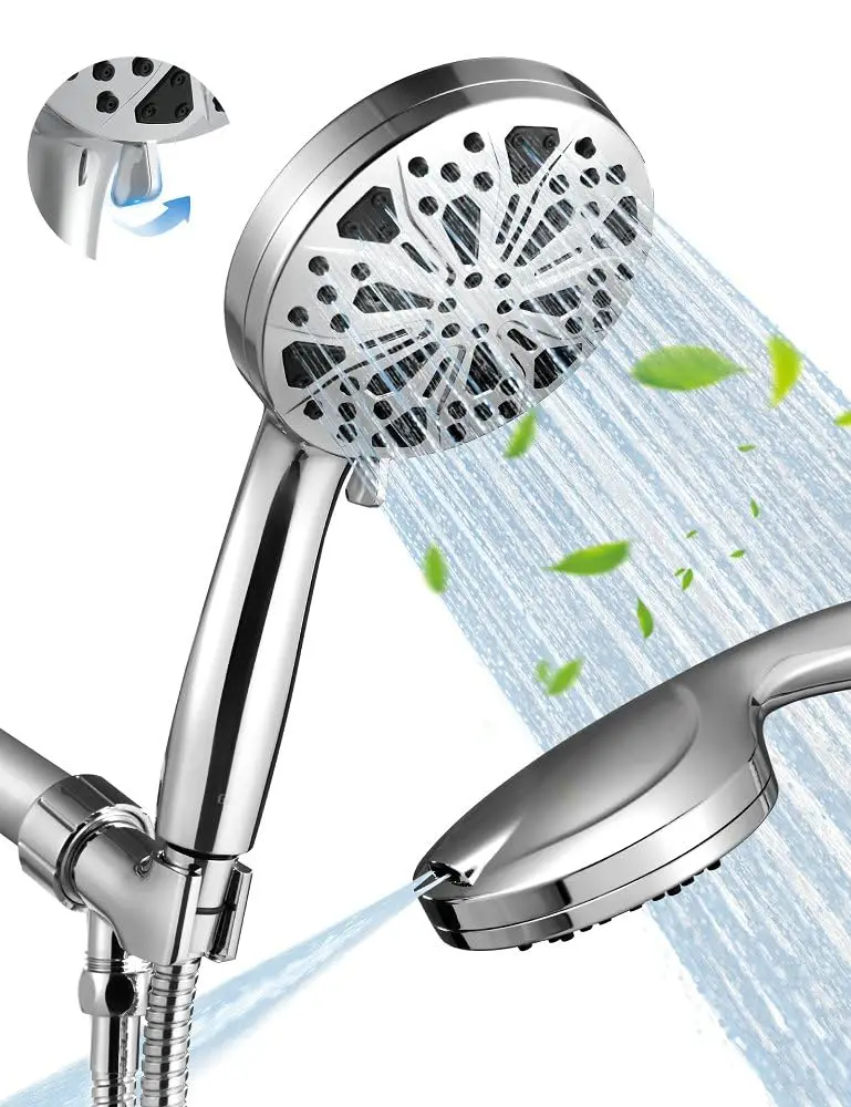 High Pressure Handheld Shower Head With 10 Spray Modes And Power Wash, Chrome Finish, 59 Inch Stainless Steel Hose
High Pressure Handheld Shower Head With 10 Spray Modes And Power Wash, Chrome Finish, 59 Inch Stainless Steel Hose