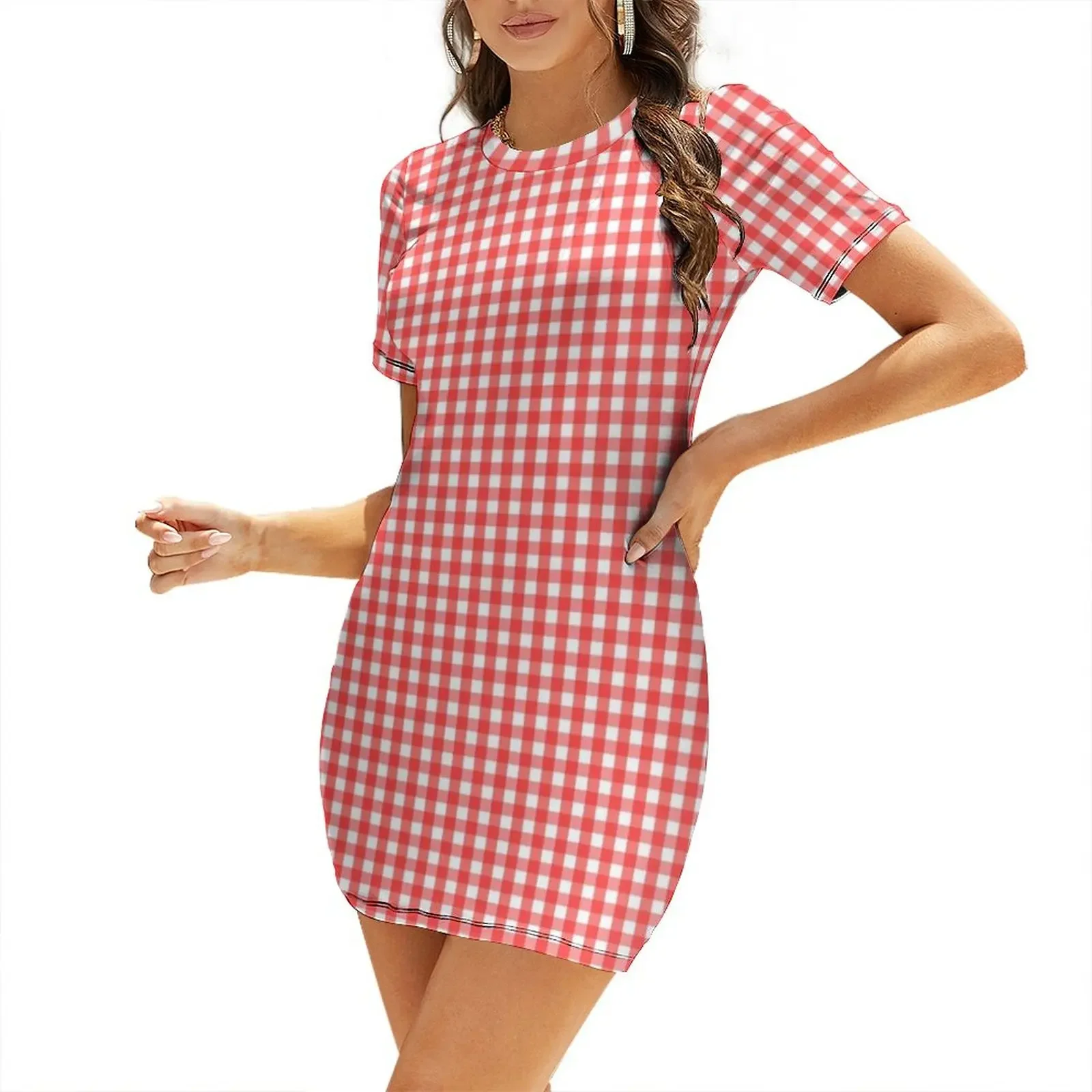 Red and White Gingham Pattern Short-Sleeved Dress dress summer elegant party dresses for women 2026
Red and White Gingham Pattern Short-Sleeved Dress dress summer elegant party dresses for women 2026