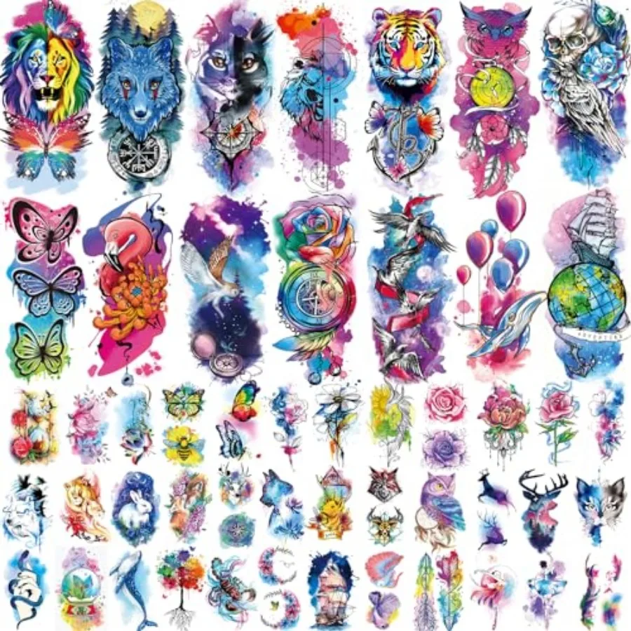 86 Seets Temporary Tattoo, 4 Seets Lar alf Arm Fake Flower Cat Owl Lion Tattoos, 72 Seets Ti of mi Permanent Temporary Tattoos
86 Seets Temporary Tattoo, 4 Seets Lar alf Arm Fake Flower Cat Owl Lion Tattoos, 72 Seets Ti of mi Permanent Temporary Tattoos