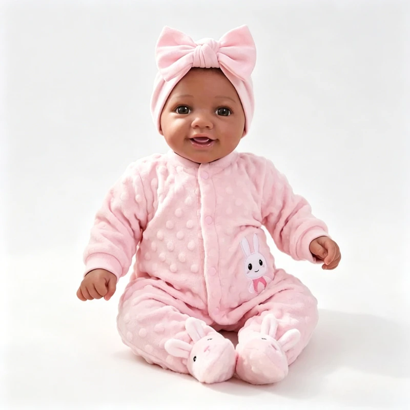 43cm Reborn Toddler Doll Smiling Dark Skin Girl Doll with Hand Drawing Hair
43cm Reborn Toddler Doll Smiling Dark Skin Girl Doll with Hand Drawing Hair