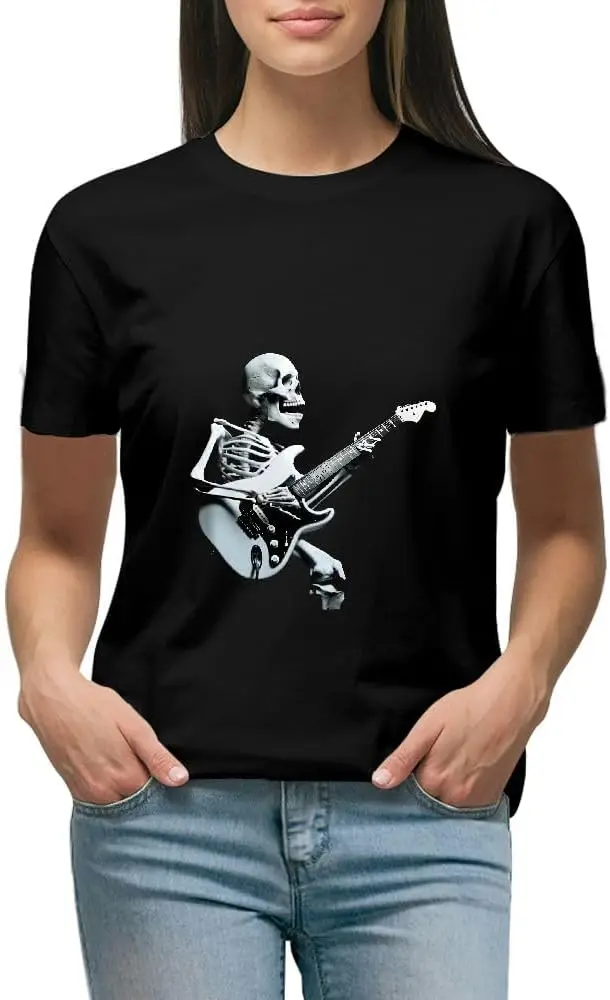 Женская футболка с короткими рукавами Bones Playing Guitar — модная и удобная черная
Женская футболка с короткими рукавами Bones Playing Guitar — модная и удобная черная