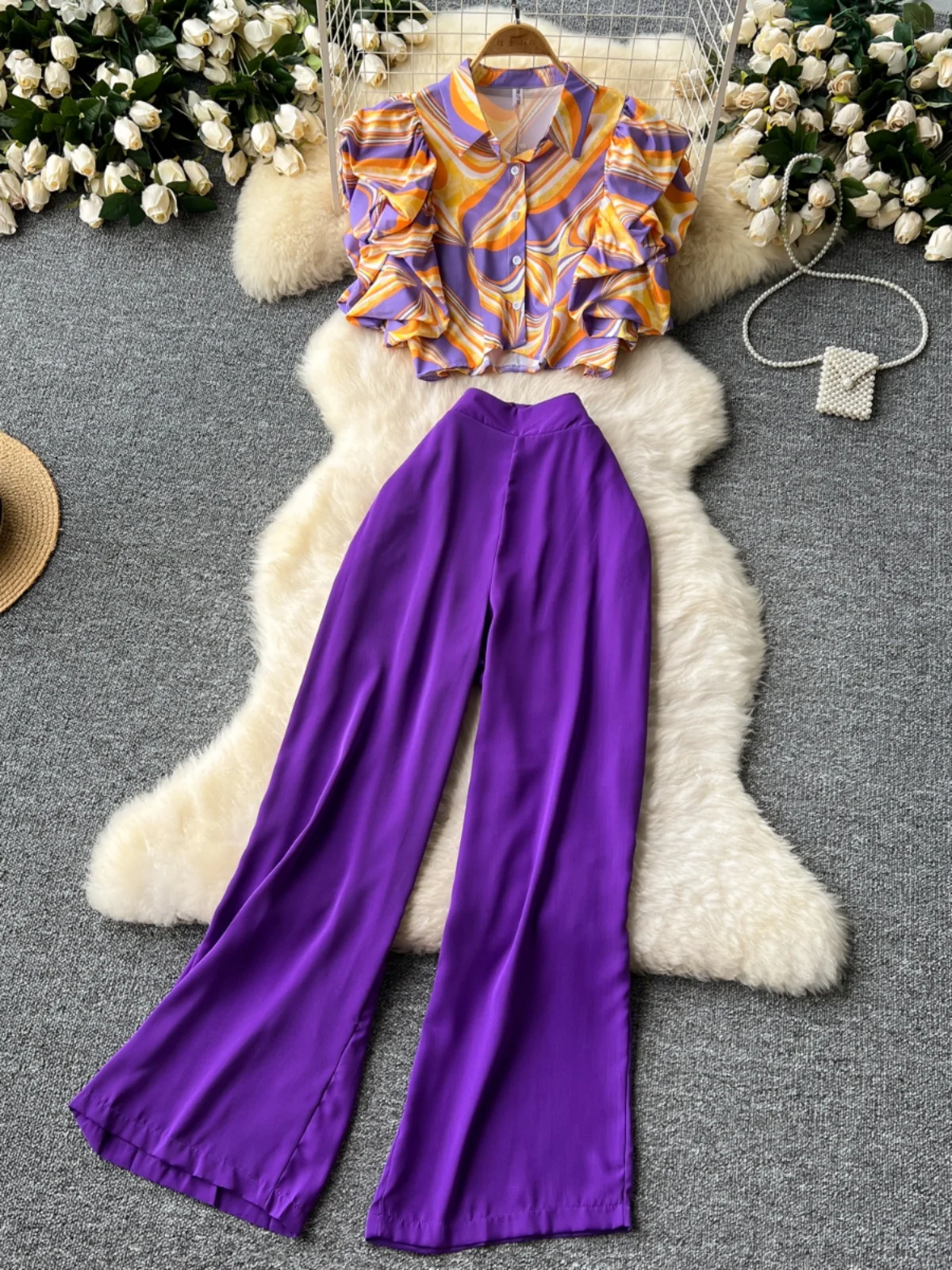 Summer Vaion Set Women's Faionable ort Sve Floral Print irt High Waist Casual Wide Leg Pants Sli Ensemble
Summer Vaion Set Women's Faionable ort Sve Floral Print irt High Waist Casual Wide Leg Pants Sli Ensemble