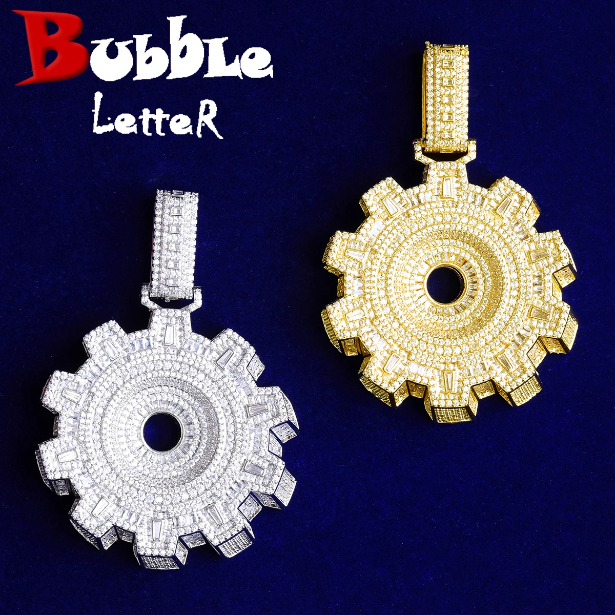 Bubble Letter Iced Out Baguette Wheel Necklace Pendant for Men Real Gold Plated 5A Cubic Zirconia Hip Hop Jewelry
Bubble Letter Iced Out Baguette Wheel Necklace Pendant for Men Real Gold Plated 5A Cubic Zirconia Hip Hop Jewelry