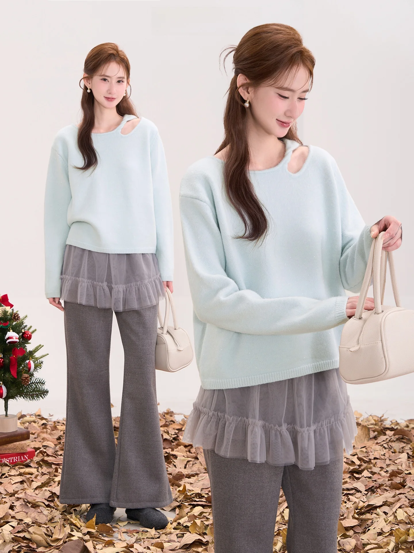 Ele round Ne Knitted Sweater Women's oulder Digging iny Silk Long Sve Loose Fit Daily Wear Pure Color Sweater
Ele round Ne Knitted Sweater Women's oulder Digging iny Silk Long Sve Loose Fit Daily Wear Pure Color Sweater