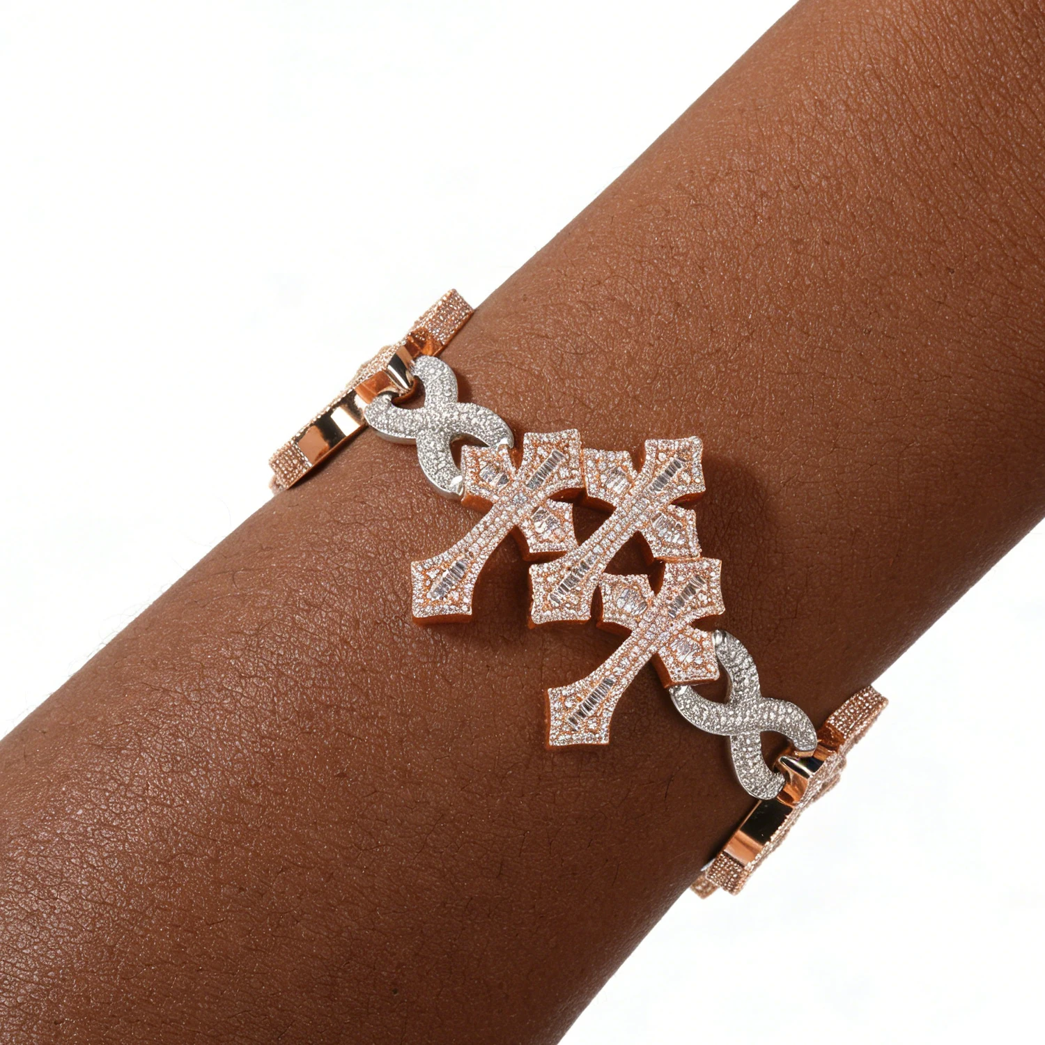 UWIN Two Tone Stacked Crosses Bracelet for Men Iced Out Baguettecz Cubic Zircon Chain Bracelets Hip Hop Jewelry for Gift
UWIN Two Tone Stacked Crosses Bracelet for Men Iced Out Baguettecz Cubic Zircon Chain Bracelets Hip Hop Jewelry for Gift