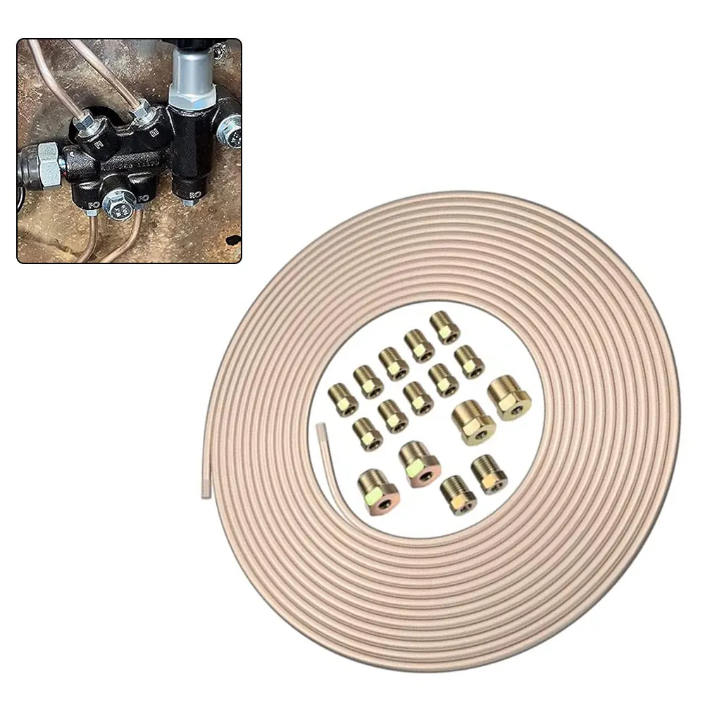 Brake Hose Kit 3/16-Inch Diameter with 300 Inches Length and 16 Nuts and Connectors for Vehicle Brake Line Repair
Brake Hose Kit 3/16-Inch Diameter with 300 Inches Length and 16 Nuts and Connectors for Vehicle Brake Line Repair
