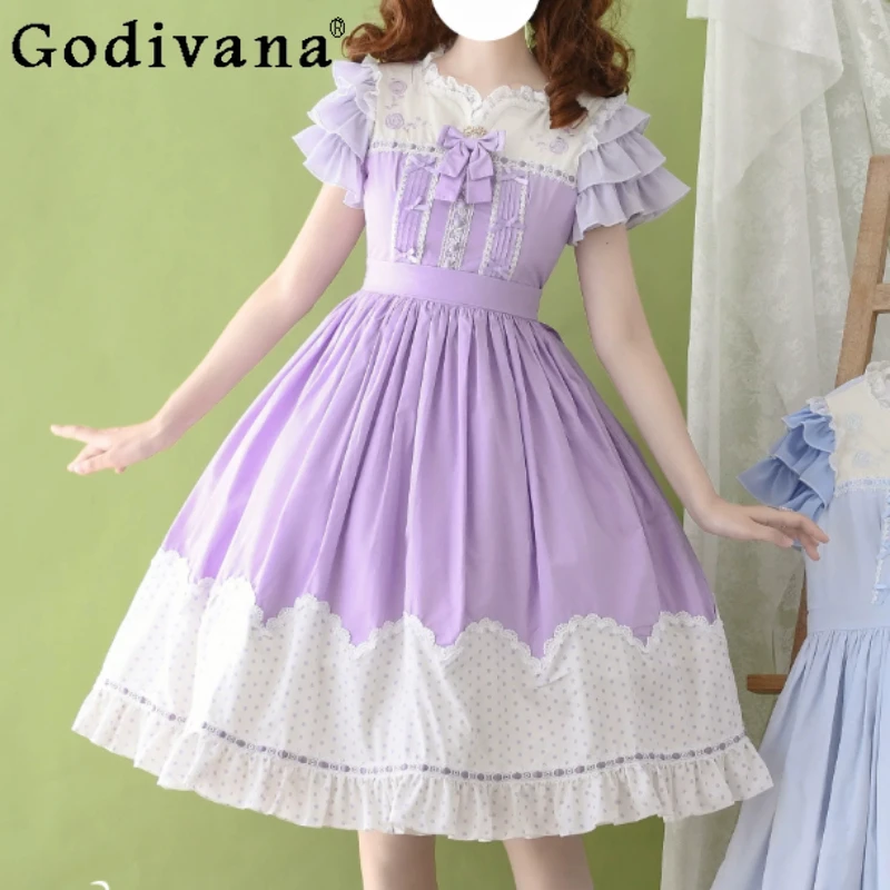 Fashion Age Reduction Summer Sweet Embroidery Op Peter Pan Collar Lolita Short Sleeve Dress Elegant Lace Bow Princess Dresses
Fashion Age Reduction Summer Sweet Embroidery Op Peter Pan Collar Lolita Short Sleeve Dress Elegant Lace Bow Princess Dresses