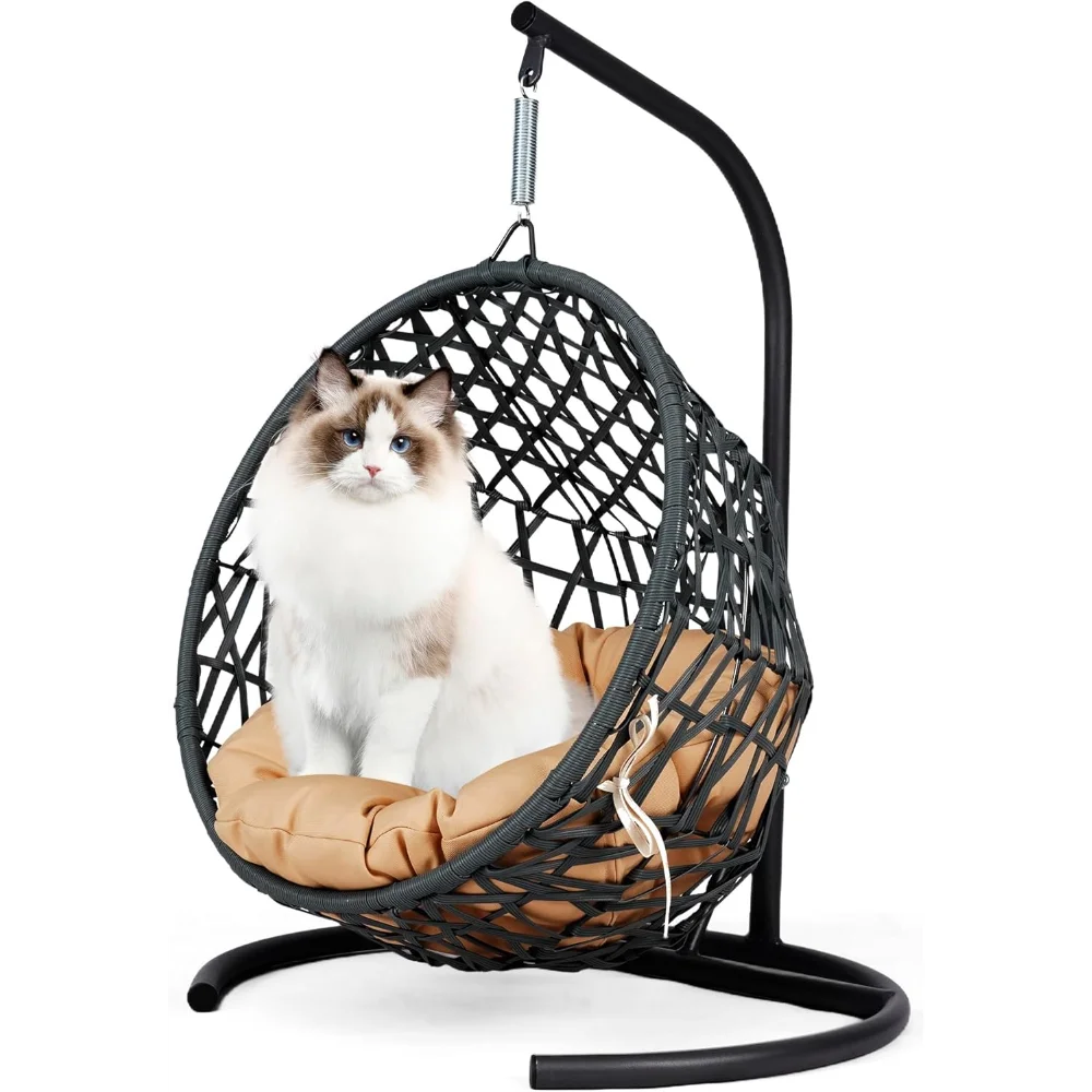 Cat Swing Bed with Aluminum-Steel Stand & Soft Cushion, Cat Egg Chair with HDPE Rattan Wicker Appearance
Cat Swing Bed with Aluminum-Steel Stand & Soft Cushion, Cat Egg Chair with HDPE Rattan Wicker Appearance