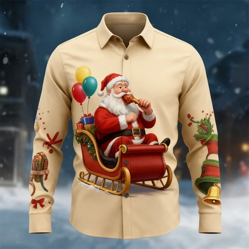 Мужская рубашка на пуговицах с рождественской тематикой и рисунком Санта-Клауса, воротник с клапаном и длинными рукавами, забавный рождественский праздничный топ, свободная посадка
Мужская рубашка на пуговицах с рождественской тематикой и рисунком Санта-Клауса, воротник с клапаном и длинными рукавами, забавный рождественский праздничный топ, свободная посадка