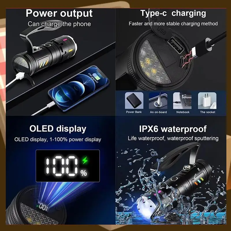 Ultra-Powerful 800W LED Flashlight USB Rechargeable, Super Bright, Long Range, Tactical Torch For Fishing And Camping-AA85
Ultra-Powerful 800W LED Flashlight USB Rechargeable, Super Bright, Long Range, Tactical Torch For Fishing And Camping-AA85