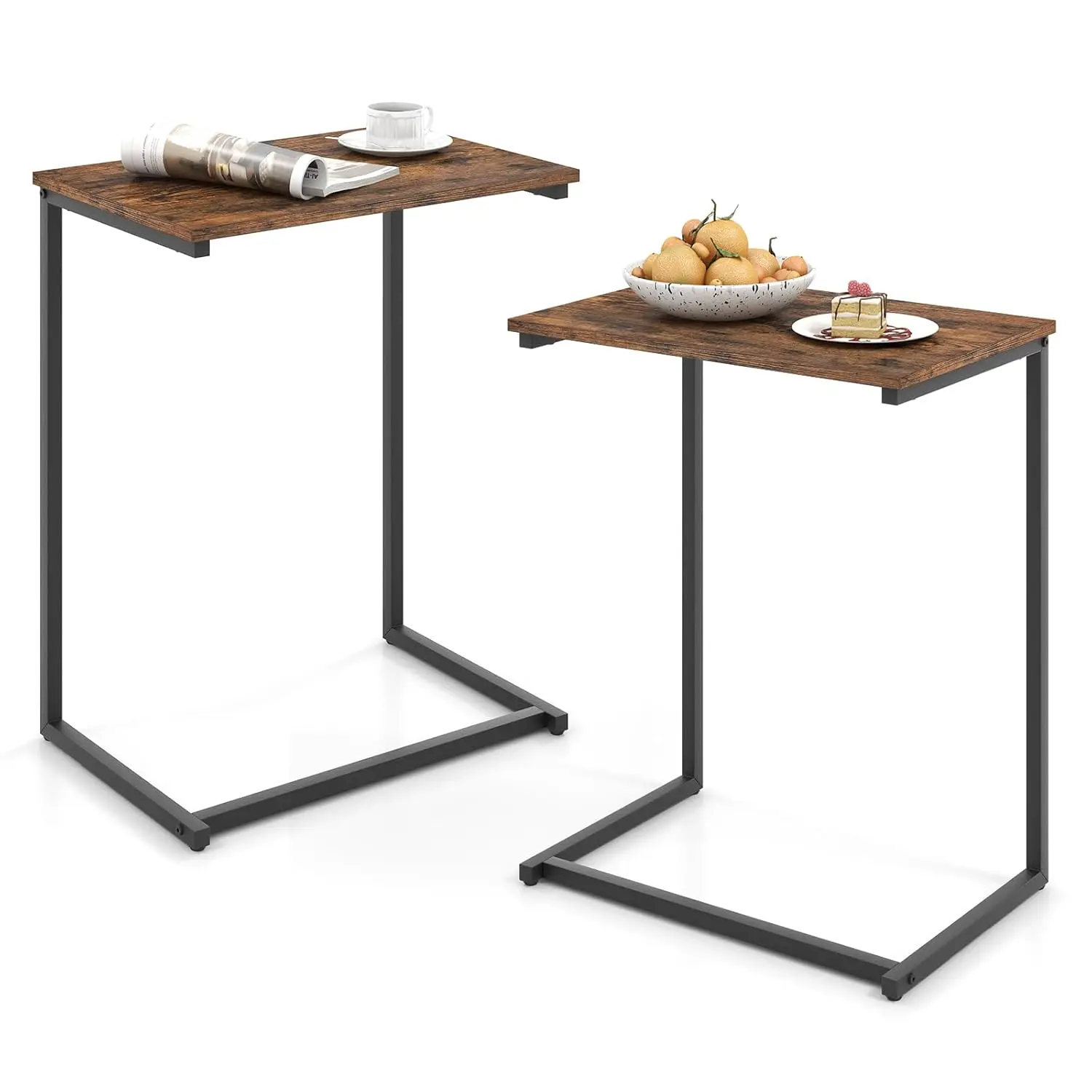 C Shaped End Table Set 2 Slide Under Sofa Side Table Metal Frame Laptop Snack Industrial Living Room 26.5", Customized
C Shaped End Table Set 2 Slide Under Sofa Side Table Metal Frame Laptop Snack Industrial Living Room 26.5", Customized