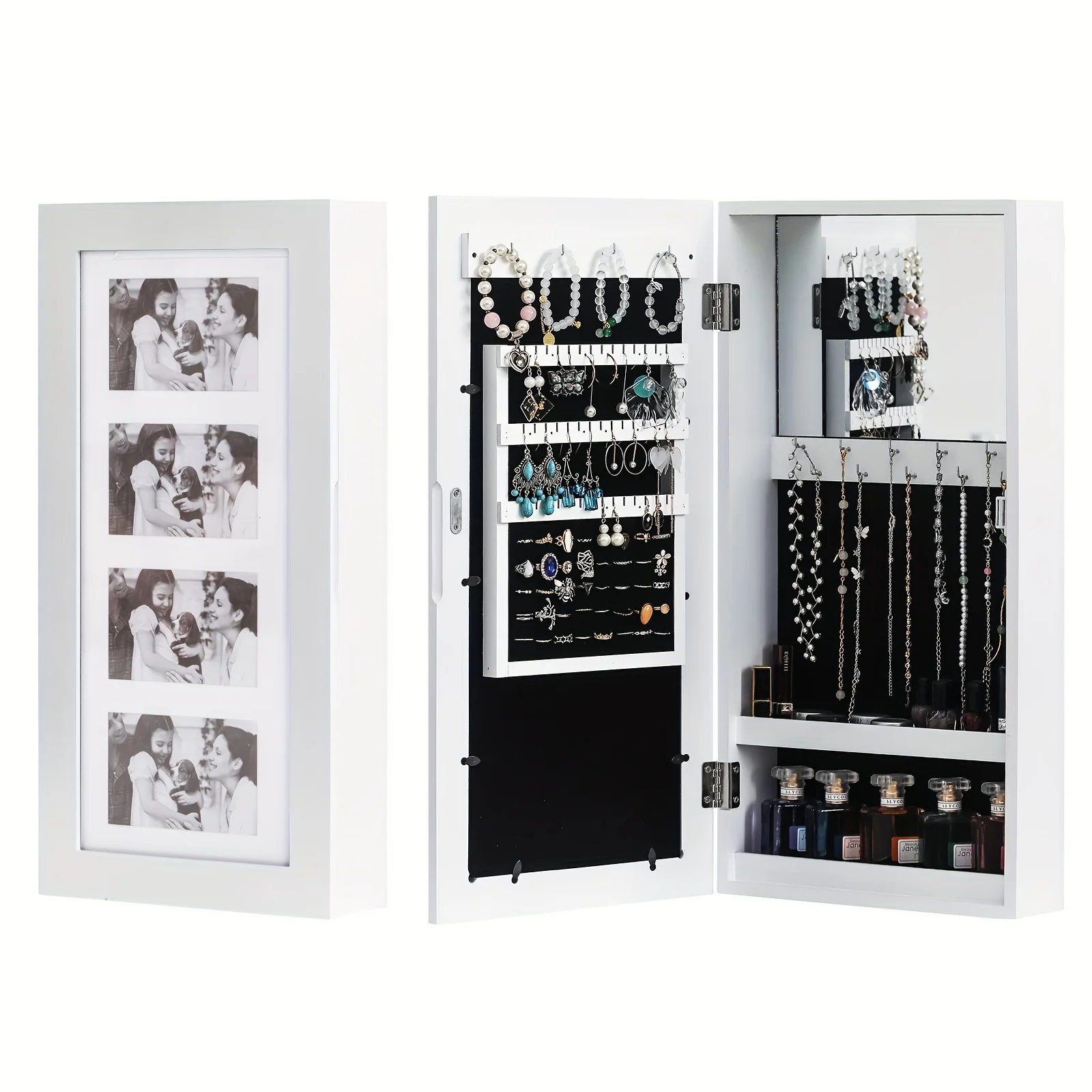 Simple PVC Wood Grain Coating Photo Storage Damp-Proof Jewelry Mirror Cabinet White
Simple PVC Wood Grain Coating Photo Storage Damp-Proof Jewelry Mirror Cabinet White