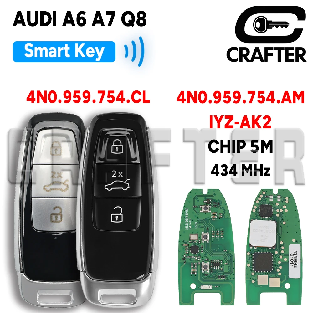 Crafters KEYDIY MLB Smart Car Key IYZ-AK2 4N0959754AM/CL 5M CHIP 434MHz For AUDI A5 A6 A7 Q8 2019+ Blade HU162T Cutting Service
Crafters KEYDIY MLB Smart Car Key IYZ-AK2 4N0959754AM/CL 5M CHIP 434MHz For AUDI A5 A6 A7 Q8 2019+ Blade HU162T Cutting Service