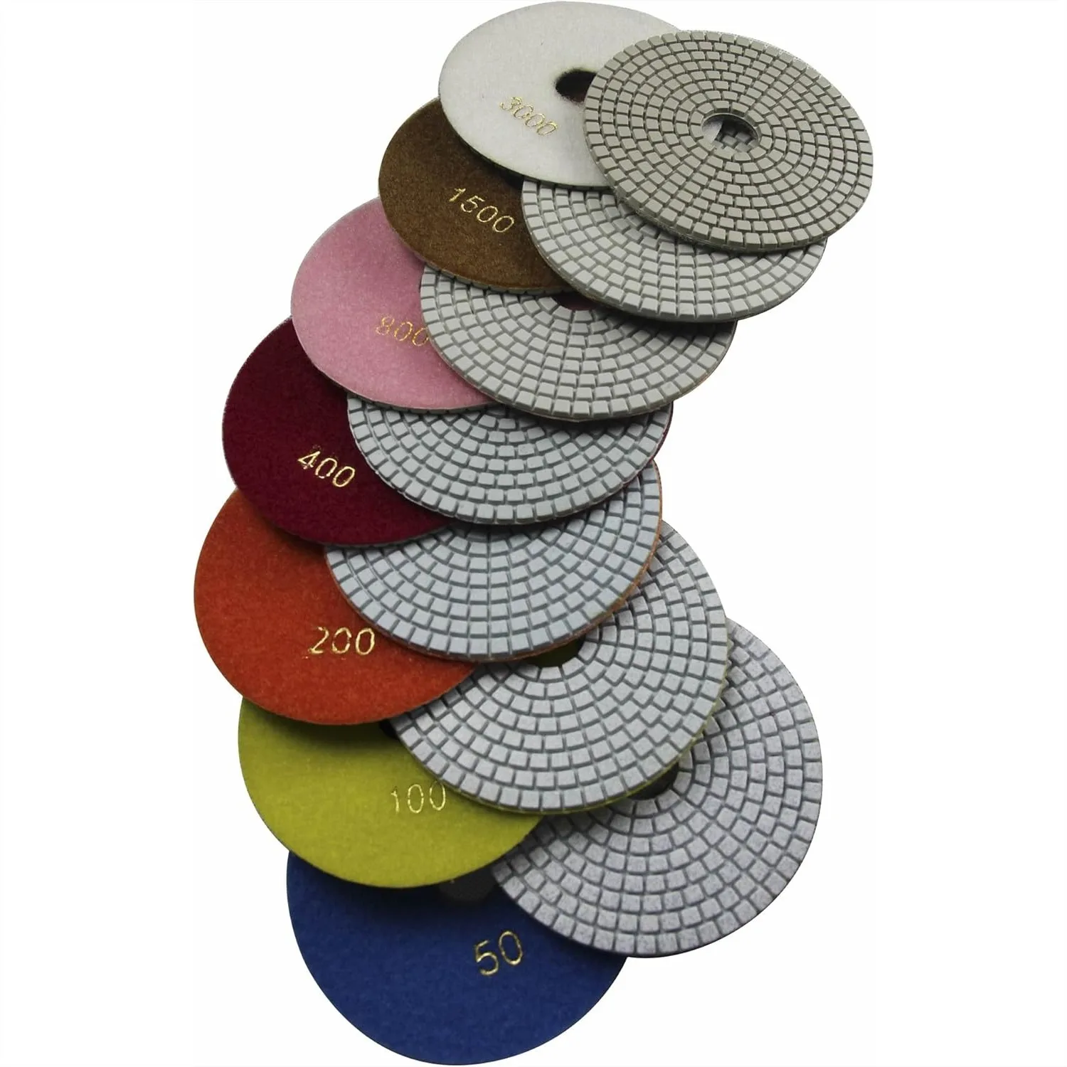 7 Step 7" Wet Diamond Polishing Pads Set for Granite Marble Stone, Aggressive & Durable Resin Bonded
7 Step 7" Wet Diamond Polishing Pads Set for Granite Marble Stone, Aggressive & Durable Resin Bonded