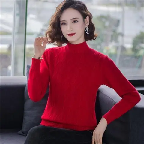 2024 Female Autumn Winter Fleece Short Sweater Loose Half Turtleneck Thick Knit Bottom Shirt Jacquard Pullover Sweater LJ440
2024 Female Autumn Winter Fleece Short Sweater Loose Half Turtleneck Thick Knit Bottom Shirt Jacquard Pullover Sweater LJ440