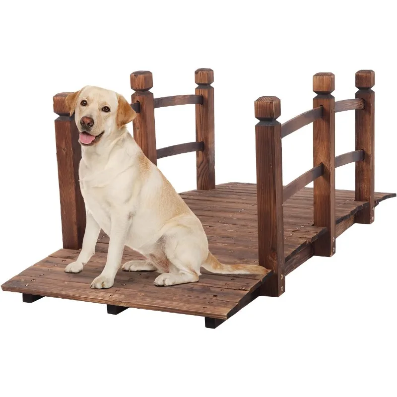 5 ft Garden Bridge, Classic Wooden Arch with Safety Rails Stained Finished Footbridge, Decorative Pond Landscaping, Backy
5 ft Garden Bridge, Classic Wooden Arch with Safety Rails Stained Finished Footbridge, Decorative Pond Landscaping, Backy