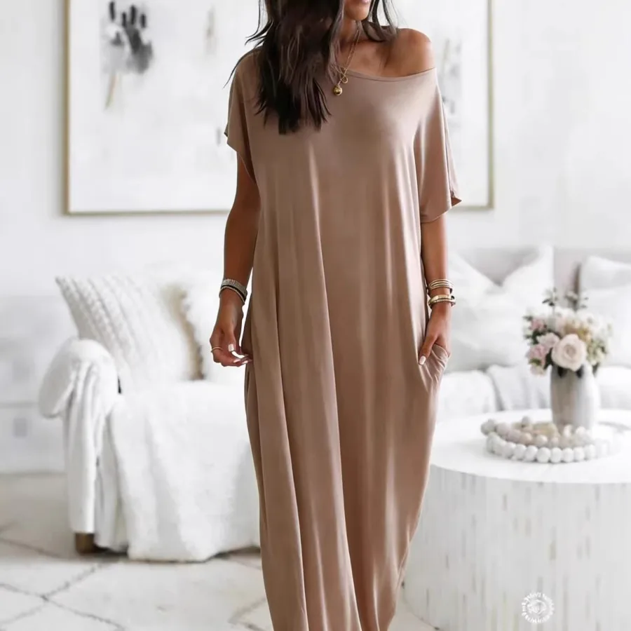 【New style】2026 hit European and American summer new style women's clothes pure color short-sleeved long casual dress
【New style】2026 hit European and American summer new style women's clothes pure color short-sleeved long casual dress