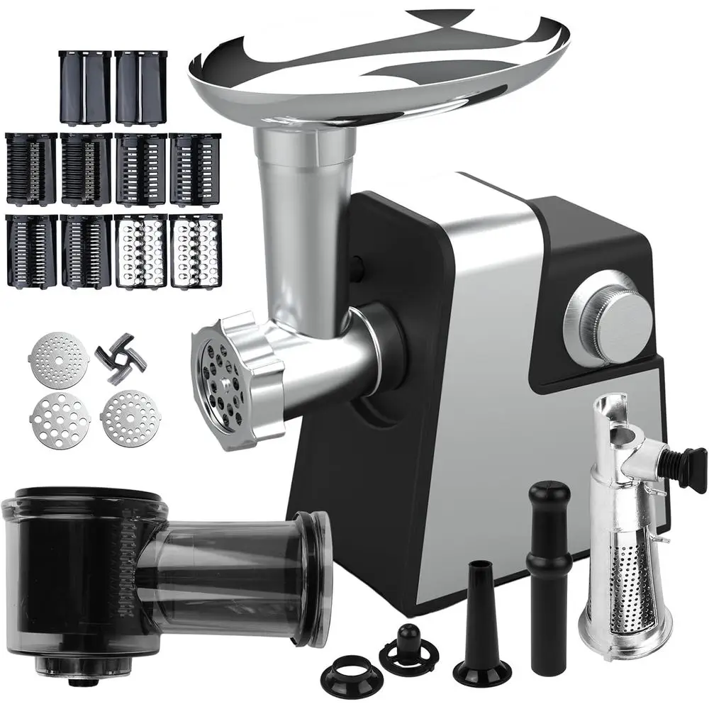 800W Heavy-Duty Stainless Steel 9-in-1 Electric Meat Grinder for Home Use and Sausage Making
800W Heavy-Duty Stainless Steel 9-in-1 Electric Meat Grinder for Home Use and Sausage Making