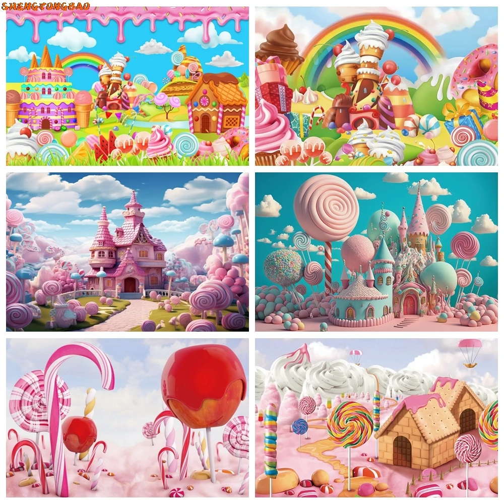 Cartoon Candy Castle Backdrop Baby Birthday Party Kids Portrait Cake Smash Table Decor Photo Background for Photography Props
Cartoon Candy Castle Backdrop Baby Birthday Party Kids Portrait Cake Smash Table Decor Photo Background for Photography Props