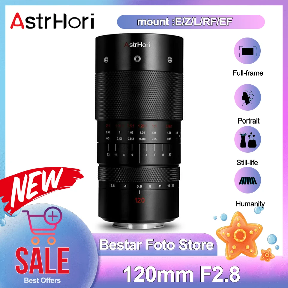 AstrHori 120 мм F2.8 макро 2X полная Рамка макро объектив для Sony A7III A6000 ZVE-10 Canon R5 R100 Nikon Z30 Leica SL2 Lumix S5
AstrHori 120 мм F2.8 макро 2X полная Рамка макро объектив для Sony A7III A6000 ZVE-10 Canon R5 R100 Nikon Z30 Leica SL2 Lumix S5