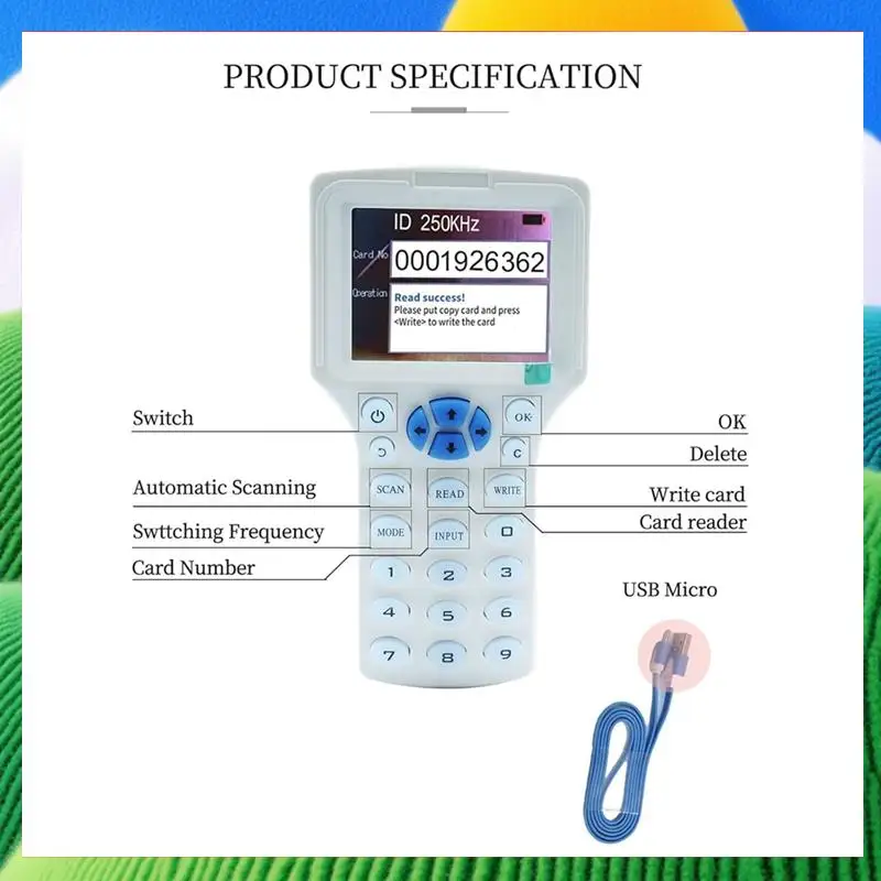 RFID Copier RFID Reader Writer Multi-Frequency RFID Card Reader Smart Card Decoder For Access Control Home Security-ABPS
RFID Copier RFID Reader Writer Multi-Frequency RFID Card Reader Smart Card Decoder For Access Control Home Security-ABPS