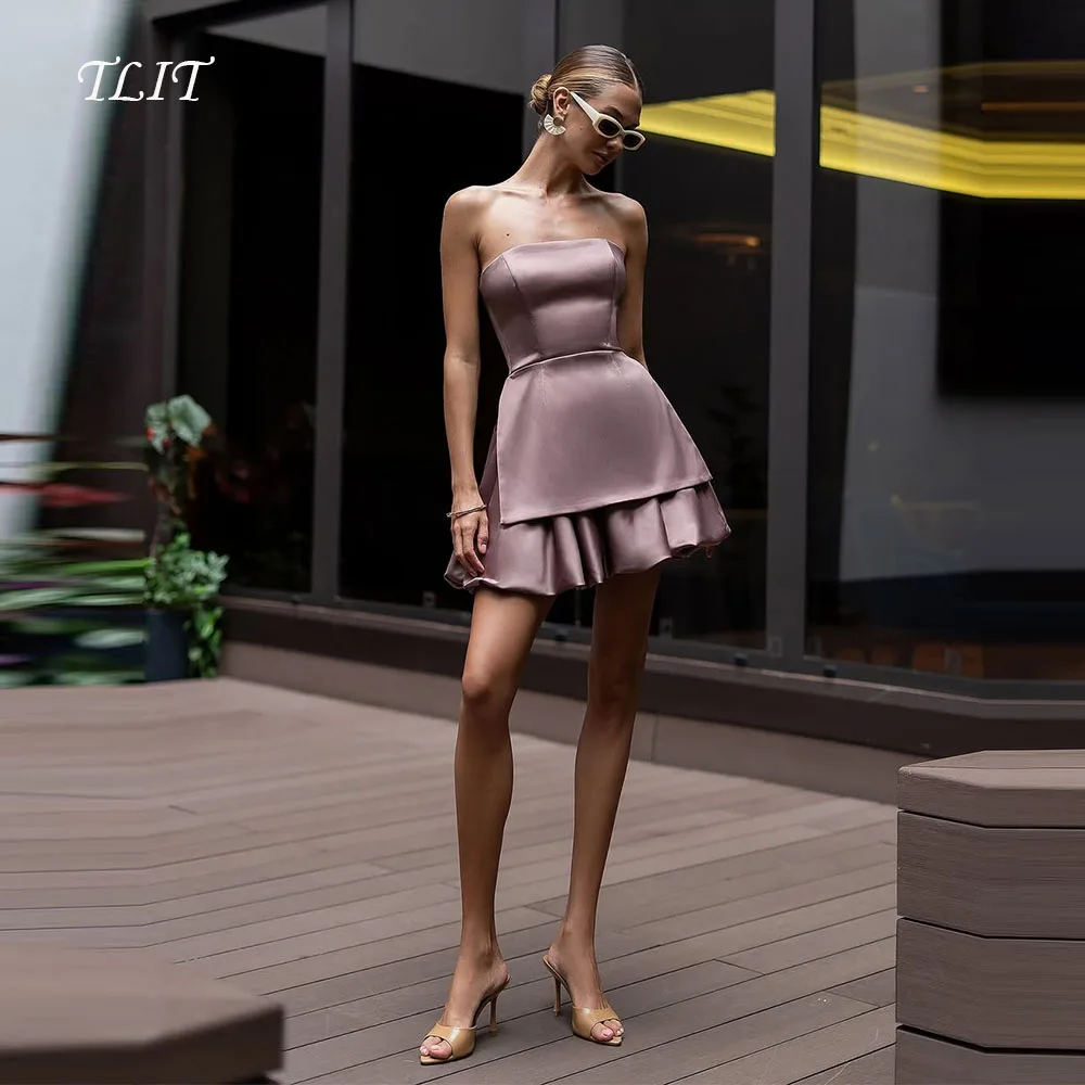 TLIT Elegant Purple Short A-LINE Silk Satin Evening Gown Dresses Strapless Zipper Draped Prom Gowns Customized Formal Party
TLIT Elegant Purple Short A-LINE Silk Satin Evening Gown Dresses Strapless Zipper Draped Prom Gowns Customized Formal Party