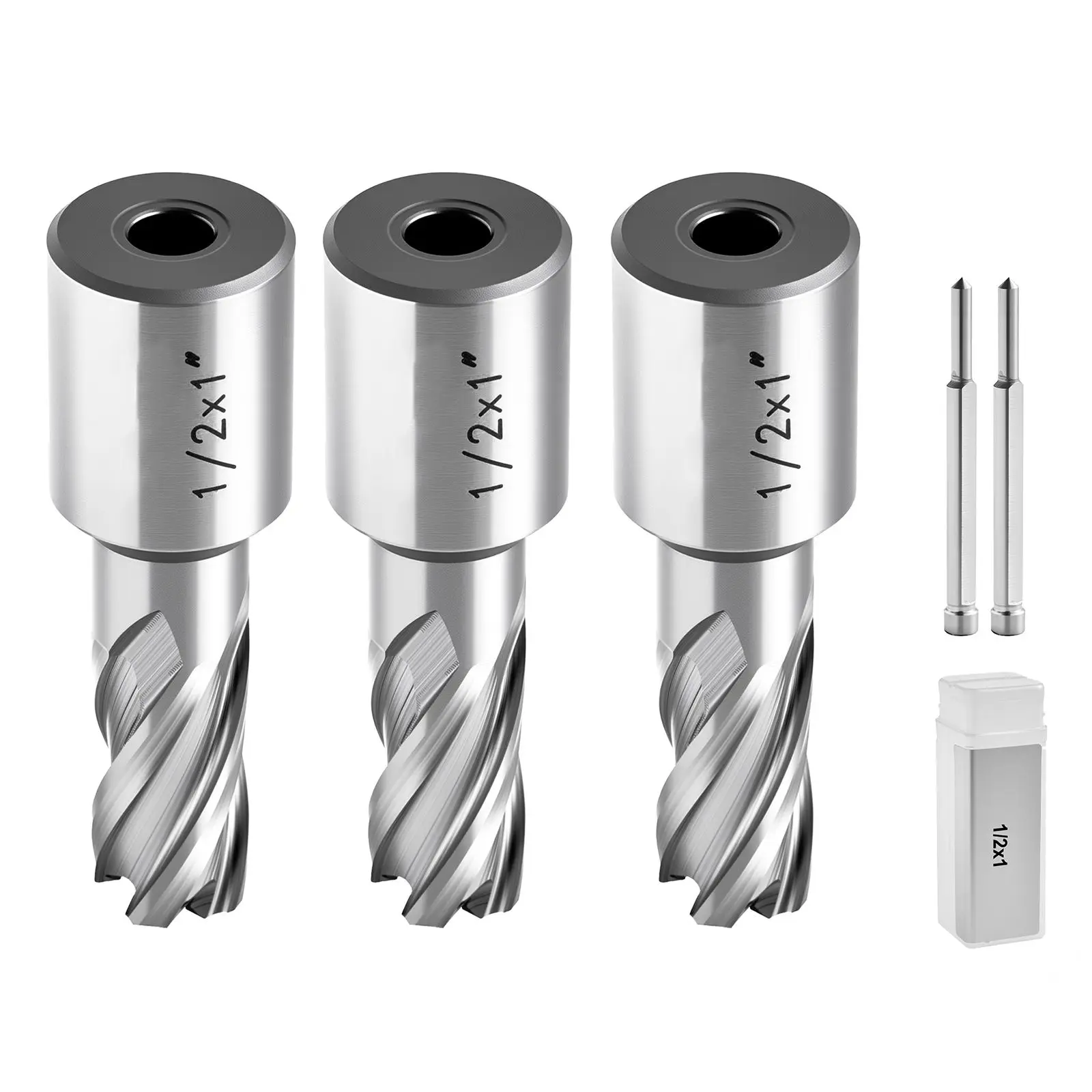 Annular Cutter Set, 5 pcs Weldon Shank Mag Drill Bits Kit, 1" Cutting Depth, 1/2" Cutting Diameter, HSS, 3 Drill Bits with 2
Annular Cutter Set, 5 pcs Weldon Shank Mag Drill Bits Kit, 1" Cutting Depth, 1/2" Cutting Diameter, HSS, 3 Drill Bits with 2