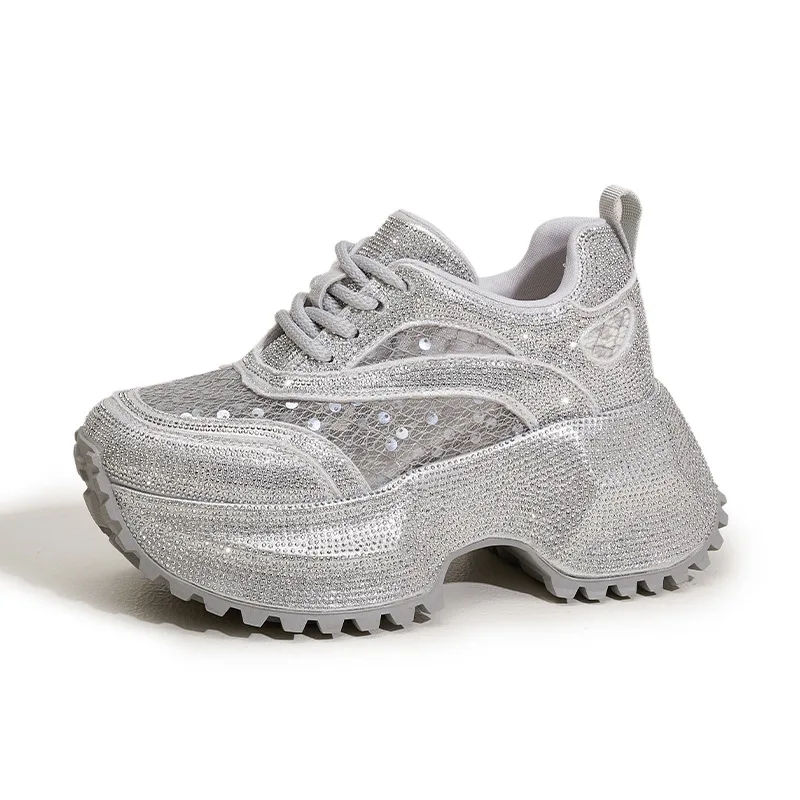 8.5cm Luxury Designer Women's Shoes New Rhinestone Women's Sneakers Breathable Hollow Mesh Casual Platform Shoes Zapatos Mujer
8.5cm Luxury Designer Women's Shoes New Rhinestone Women's Sneakers Breathable Hollow Mesh Casual Platform Shoes Zapatos Mujer