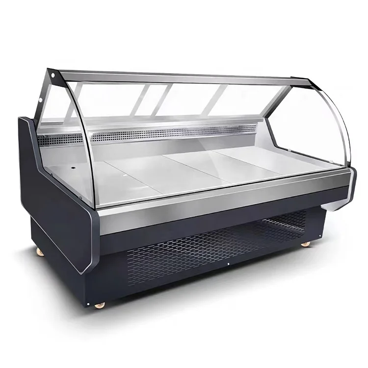 Commercial Single-Temperature Refrigerated Showcase LED Lighting Digital Temperature Control Compressor Cooling Meat Display