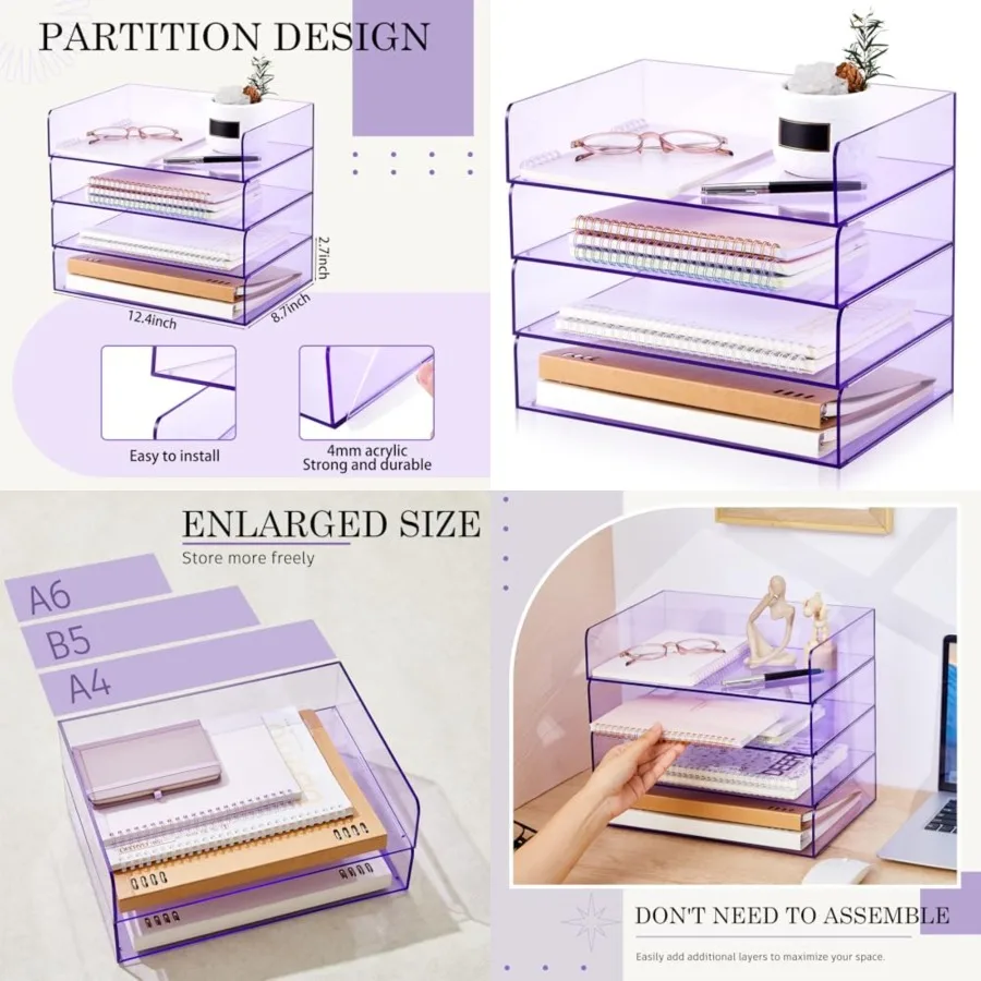 4 Tier Acrylic Paper Tray.4 Stackable Letter Clear Organizer No Need to Assemble Acrylic Paper File Organizer for Office Worksp
4 Tier Acrylic Paper Tray.4 Stackable Letter Clear Organizer No Need to Assemble Acrylic Paper File Organizer for Office Worksp