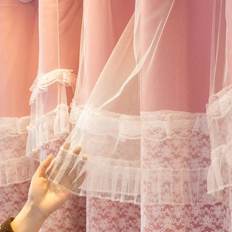 Cream Style Double-layer Curtain Girls Pink Lace Blackout Curtain for Bedroom and Living Room
Cream Style Double-layer Curtain Girls Pink Lace Blackout Curtain for Bedroom and Living Room