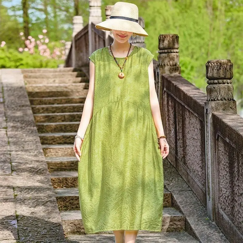 Элегантное свободное винтажное платье с круглым вырезом и принтом, женская одежда, новинка лета 2025, большие офисные женские платья без рукавов
Элегантное свободное винтажное платье с круглым вырезом и принтом, женская одежда, новинка лета 2025, большие офисные женские платья без рукавов