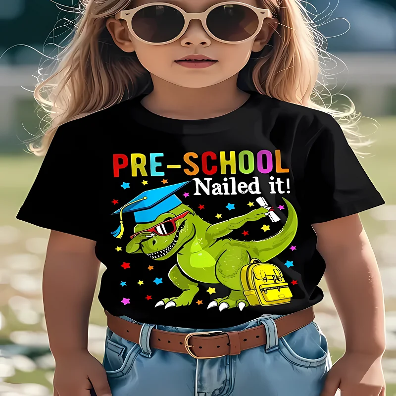Pre-School Nailed It! Dinosaur Printed Casual Round-Neck Short-Sleeved T-Shirt for Boys And Girls Modal fabric
Pre-School Nailed It! Dinosaur Printed Casual Round-Neck Short-Sleeved T-Shirt for Boys And Girls Modal fabric